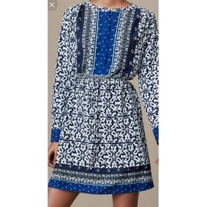 Loft Floral Long sleeve Shift dress Blue Size XSP